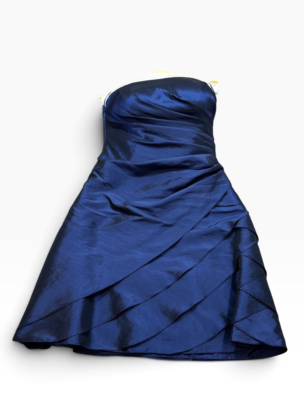 Onyx Nite Brand Blue Taffeta Strapless Cocktail Dress Size 8
